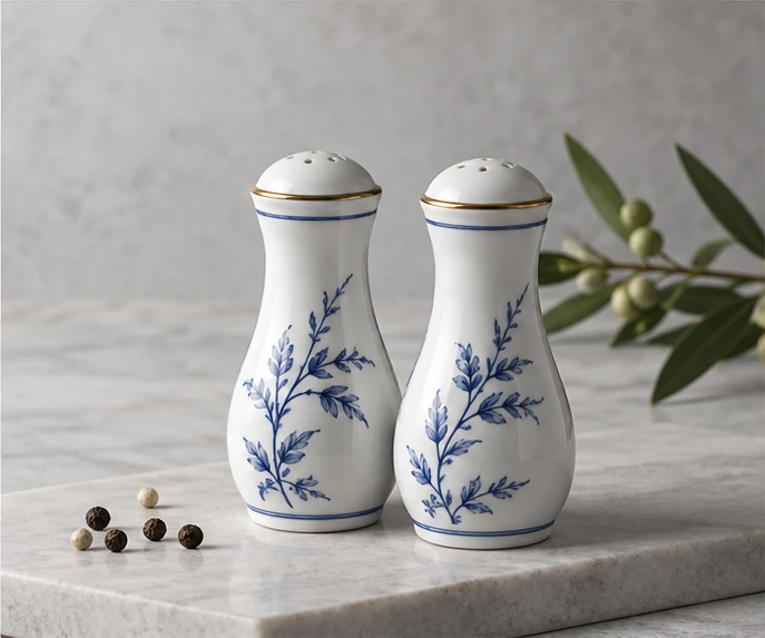 Porcelain salt and pepper shakers